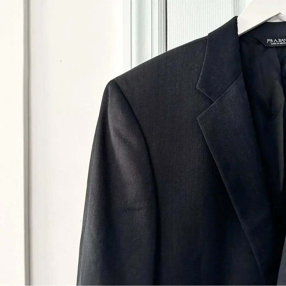 Jos A Bank Gordon Grey Black Wool Two Button Traveler Sports Coat Blazer 42 Reg